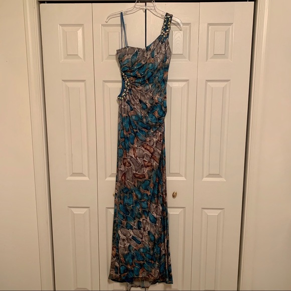 One Strap Snakeskin Prom Dress - Picture 2 of 6